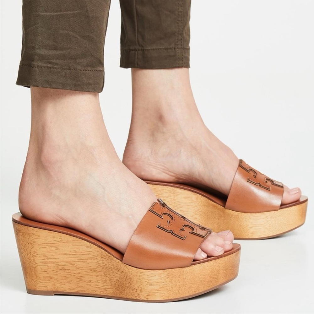 Tory Burch Tan Ines Wedge Sandals
